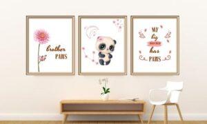 panda wall art set of 3