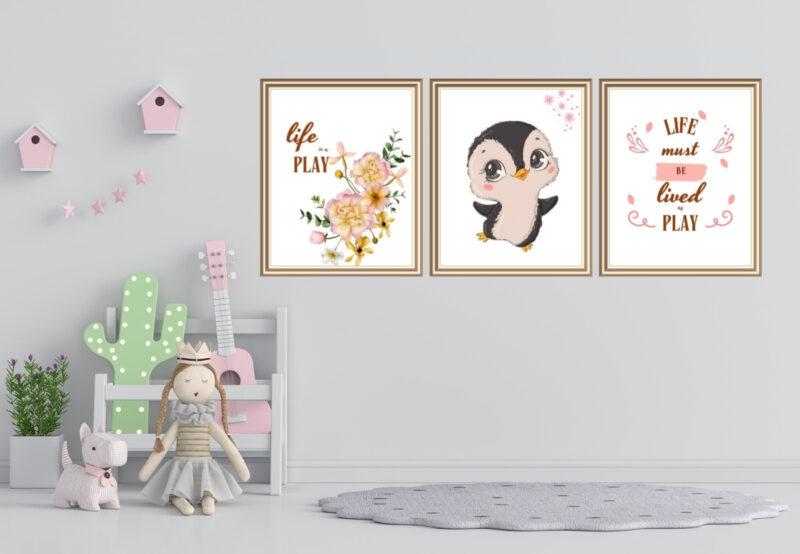 penguin wall art set