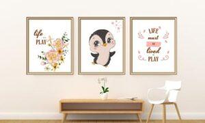 penguin wall art set of 3