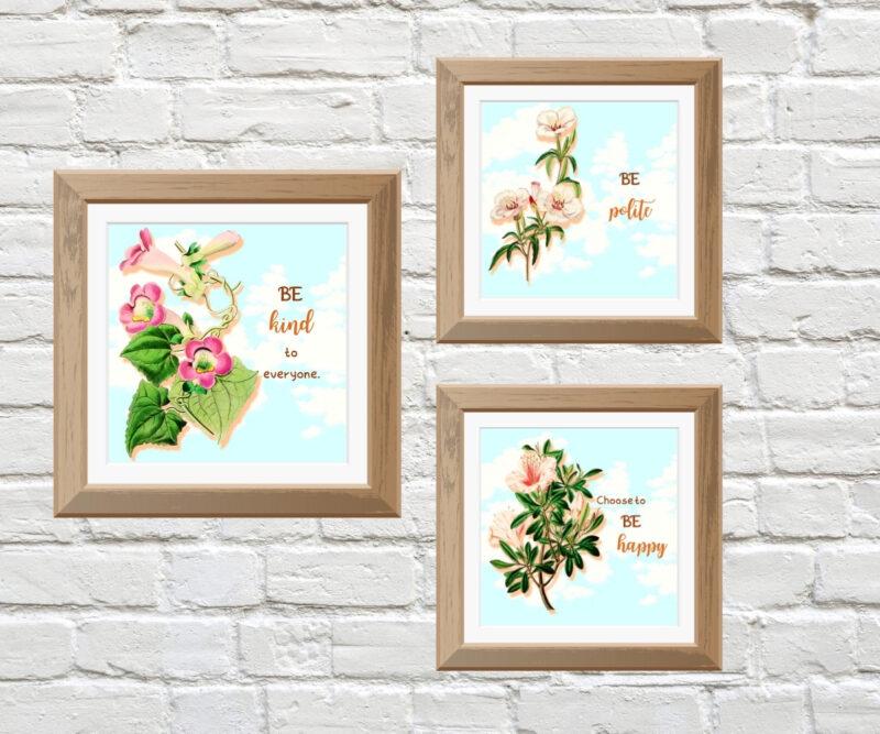 printable botanical wall art set of 3