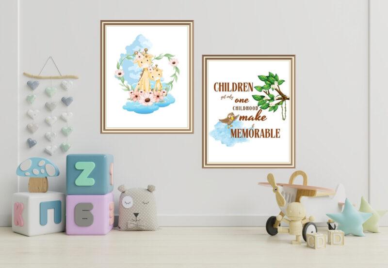 printable giraffe family wall art