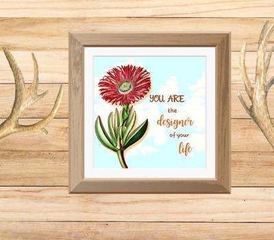 red flower wall art