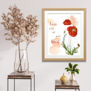 scarlet floral art décor set of three