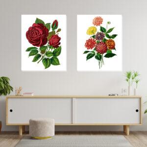 scarlet floral art set of 2