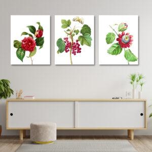 scarlet floral wall art set of 3