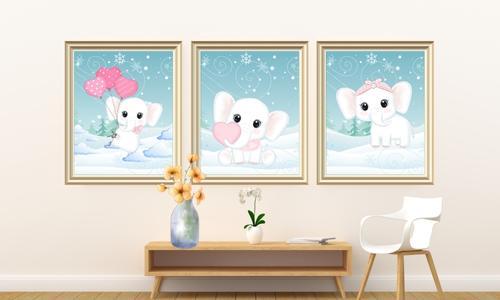 adorable baby elephant art set of 3