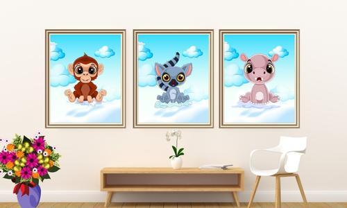 baby animal art prints set