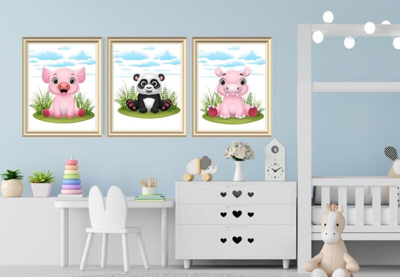 baby animal wall art set