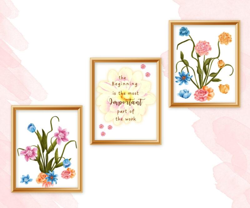 boho floral art set