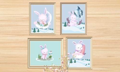 cheeky bunny wall art set