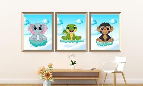 cute animal art prints set of 3