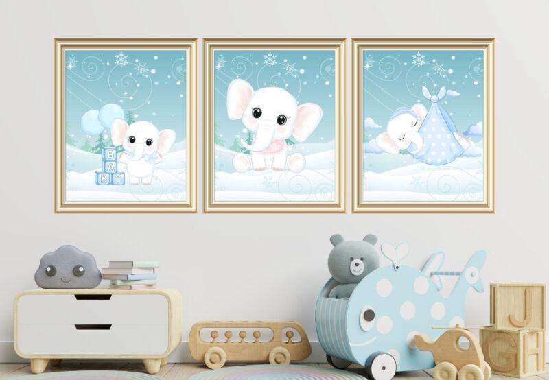 cute baby elephant art set