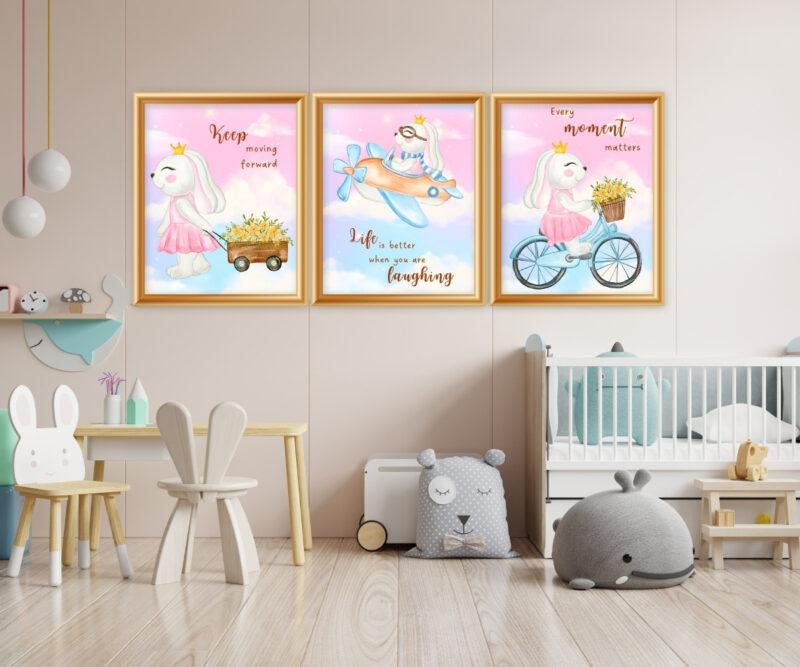 digital gentle hearts nursery prints