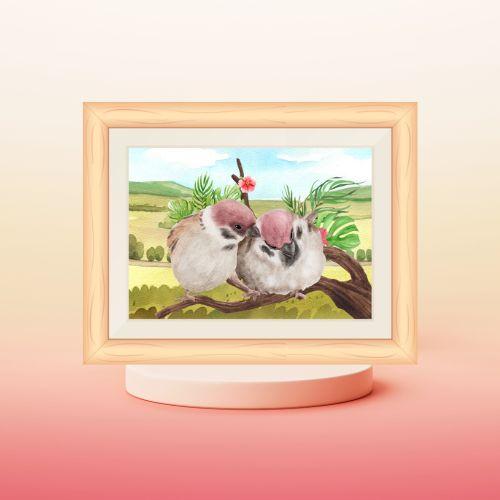 downloadable love birds art prints