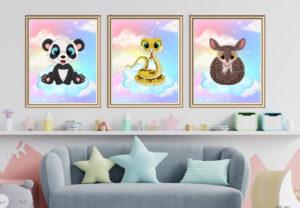 goofy animal wall art set of 3