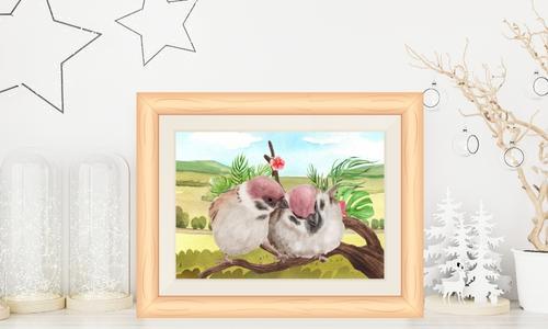 love birds art prints sets