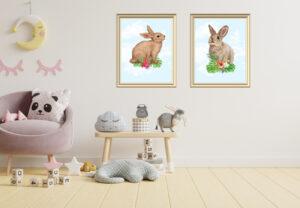 lovely bunnies wall art set