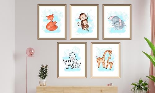 printable animal wall art set of 5