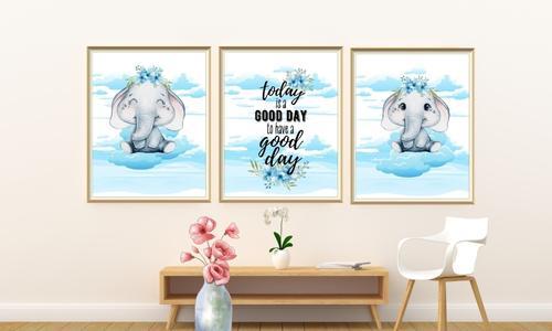 printable elephant art set of 3