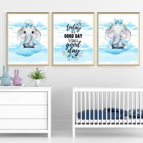 printable elephant art set of three