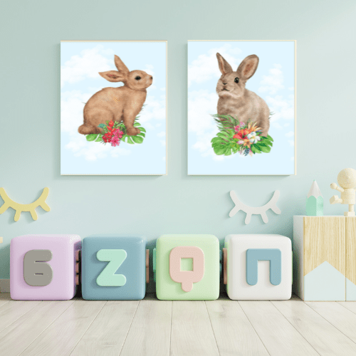 printable lovely bunnies wall art