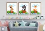 quirky animal prints set of 3